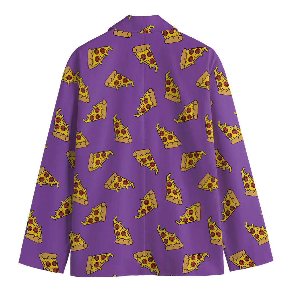 Purple Pizza Pattern Print Men's Blazer