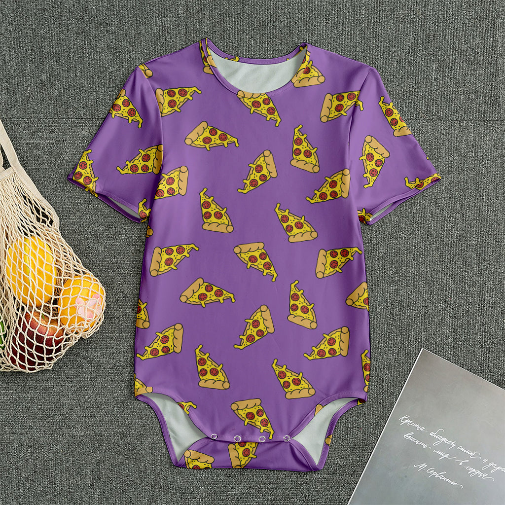 Purple Pizza Pattern Print Men's Bodysuit