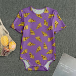 Purple Pizza Pattern Print Men's Bodysuit