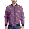 Purple Pizza Pattern Print Men's Bomber Jacket