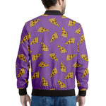 Purple Pizza Pattern Print Men's Bomber Jacket