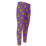 Purple Pizza Pattern Print Men's Compression Pants