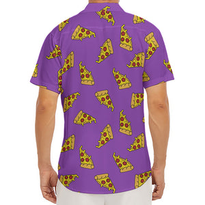 Purple Pizza Pattern Print Men's Deep V-Neck Shirt