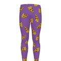 Purple Pizza Pattern Print Men's Leggings