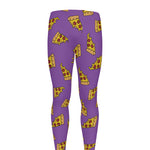 Purple Pizza Pattern Print Men's leggings