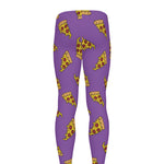 Purple Pizza Pattern Print Men's leggings