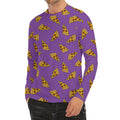 Purple Pizza Pattern Print Men's Long Sleeve Rash Guard