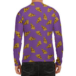 Purple Pizza Pattern Print Men's Long Sleeve Rash Guard