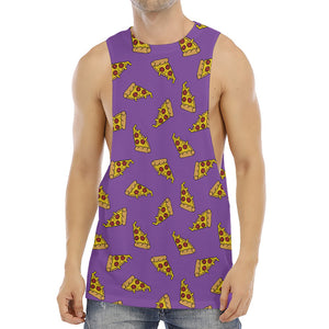 Purple Pizza Pattern Print Men's Muscle Tank Top