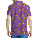 Purple Pizza Pattern Print Men's Polo Shirt