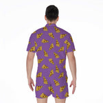 Purple Pizza Pattern Print Men's Rompers