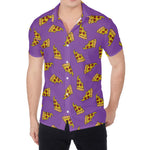 Purple Pizza Pattern Print Men's Shirt