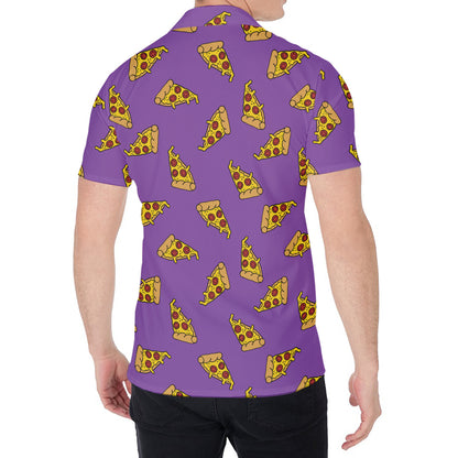 Purple Pizza Pattern Print Men's Shirt