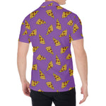Purple Pizza Pattern Print Men's Shirt