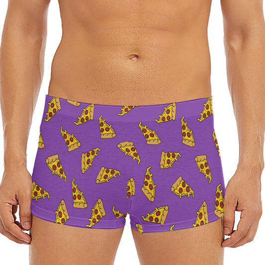Purple Pizza Pattern Print Men's Short Boxer Briefs