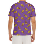 Purple Pizza Pattern Print Men's Short Sleeve Rash Guard