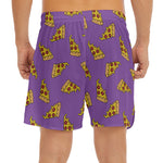 Purple Pizza Pattern Print Men's Split Running Shorts