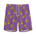 Purple Pizza Pattern Print Men's Athletic Shorts