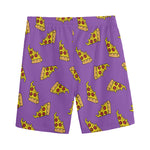 Purple Pizza Pattern Print Men's Sports Shorts