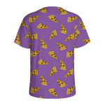 Purple Pizza Pattern Print Men's Sports T-Shirt