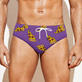 Purple Pizza Pattern Print Men's Swim Briefs