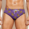 Purple Pizza Pattern Print Men's Swim Briefs