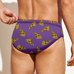 Purple Pizza Pattern Print Men's Swim Briefs