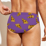 Purple Pizza Pattern Print Men's Swim Briefs