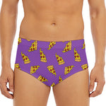 Purple Pizza Pattern Print Men's Triangle Swim Briefs