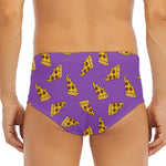 Purple Pizza Pattern Print Men's Triangle Swim Briefs