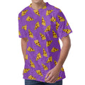 Purple Pizza Pattern Print Men's Velvet T-Shirt
