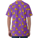 Purple Pizza Pattern Print Men's Velvet T-Shirt