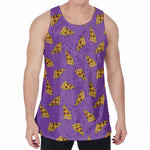 Purple Pizza Pattern Print Men's Velvet Tank Top