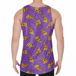 Purple Pizza Pattern Print Men's Velvet Tank Top
