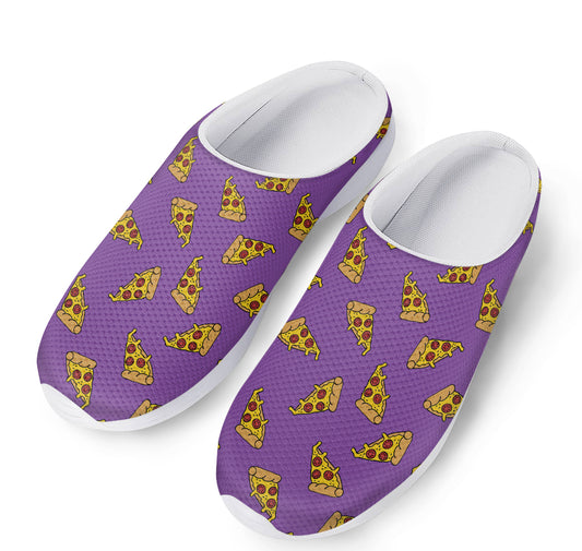 Purple Pizza Pattern Print Mesh Casual Shoes