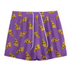 Purple Pizza Pattern Print Mesh Shorts