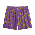 Purple Pizza Pattern Print Mesh Shorts