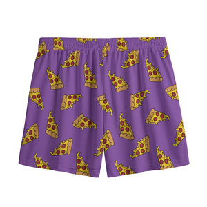 Purple Pizza Pattern Print Mesh Shorts