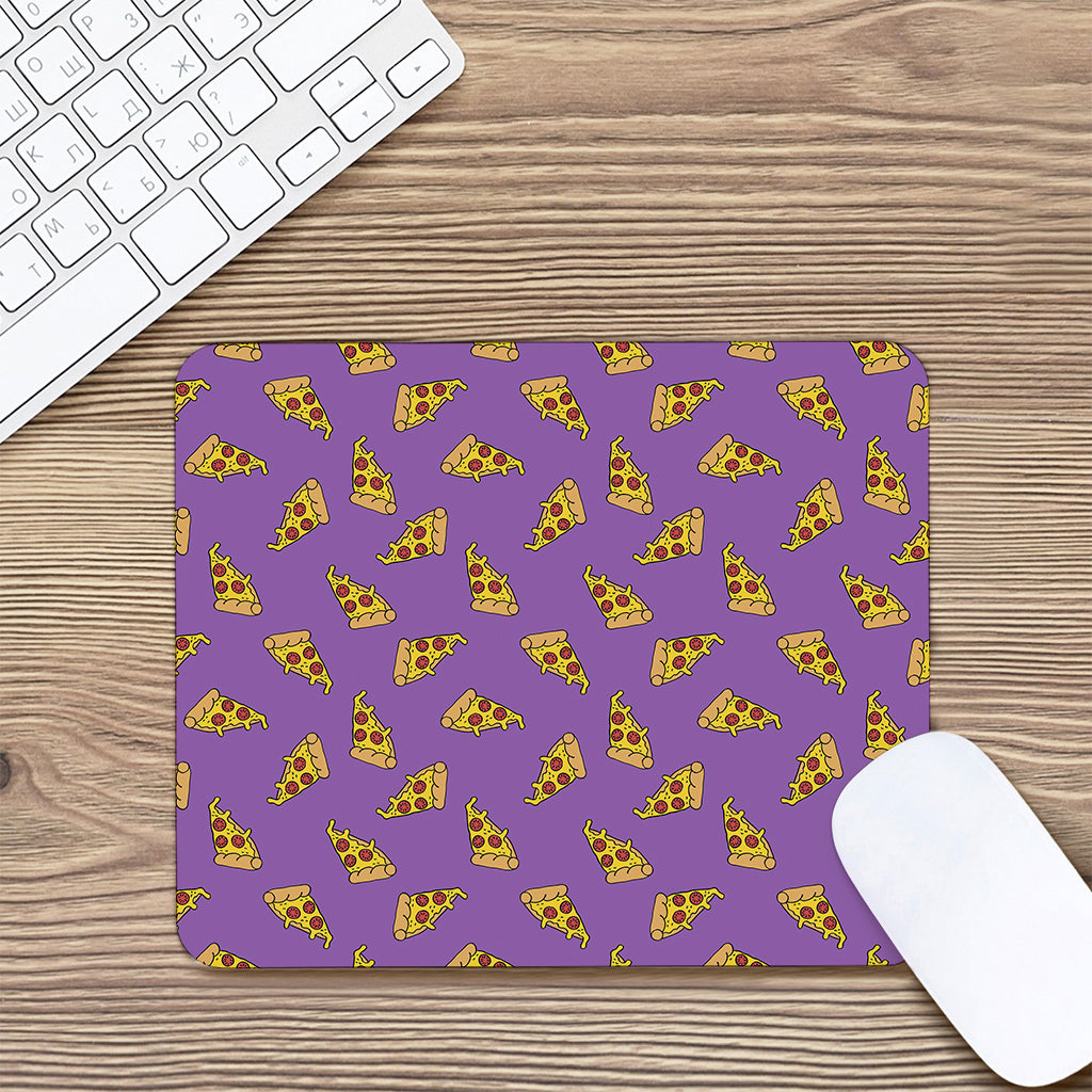 Purple Pizza Pattern Print Mouse Pad