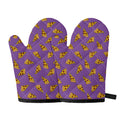 Purple Pizza Pattern Print Oven Mitts