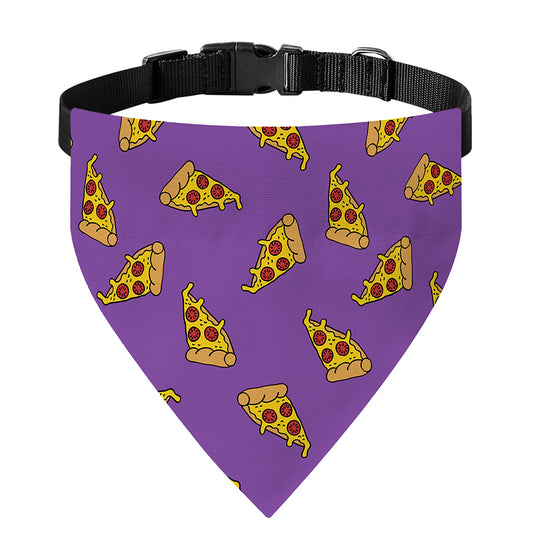 Purple Pizza Pattern Print Over The Collar Dog Bandana