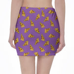 Purple Pizza Pattern Print Pencil Mini Skirt