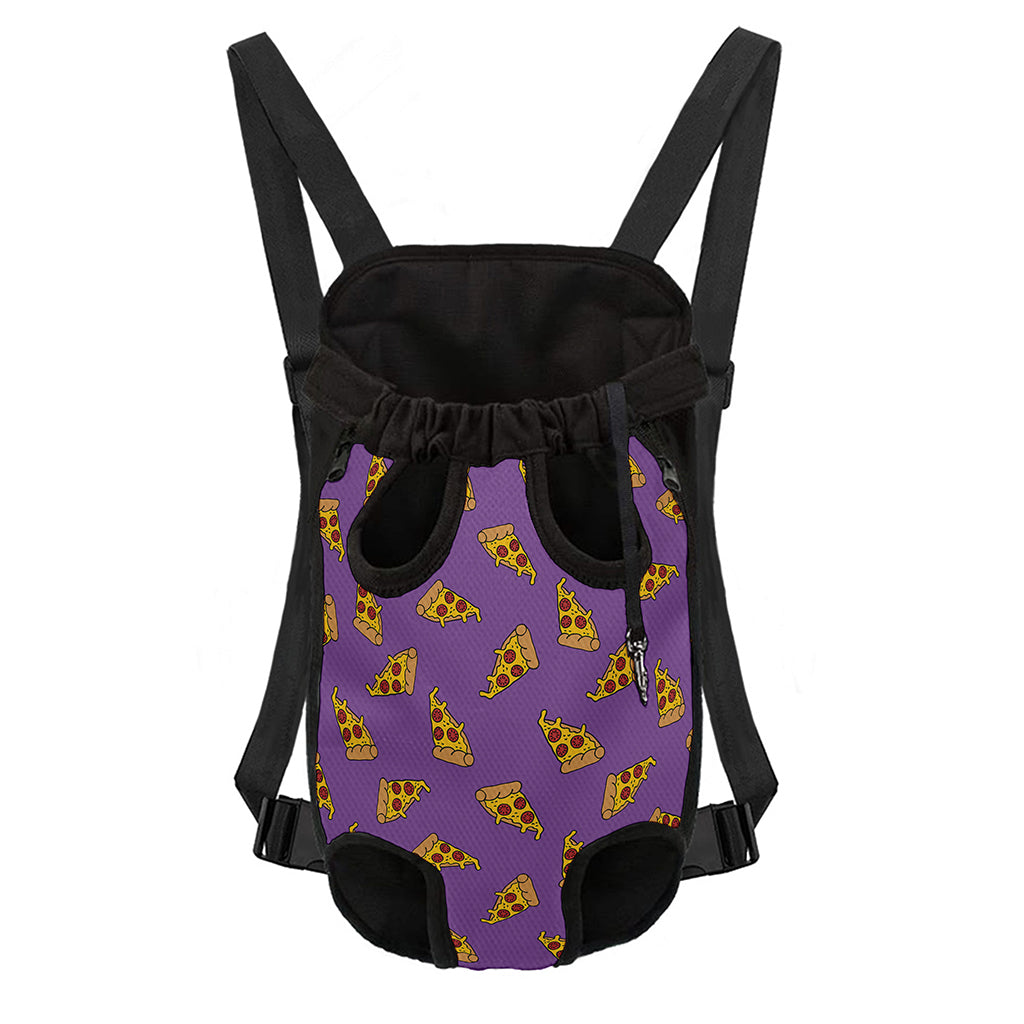 Purple Pizza Pattern Print Pet Carrier Backpack