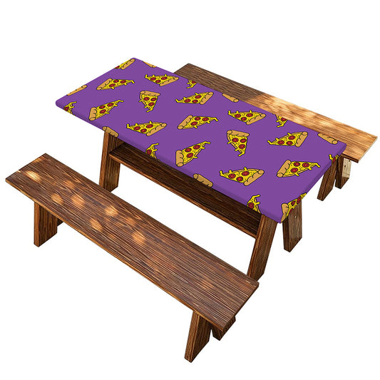 Purple Pizza Pattern Print Picnic Table Cover