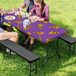 Purple Pizza Pattern Print Picnic Table Cover