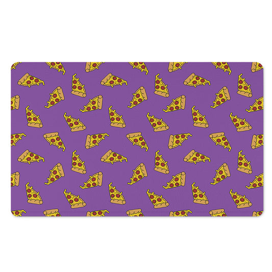 Purple Pizza Pattern Print Polyester Doormat