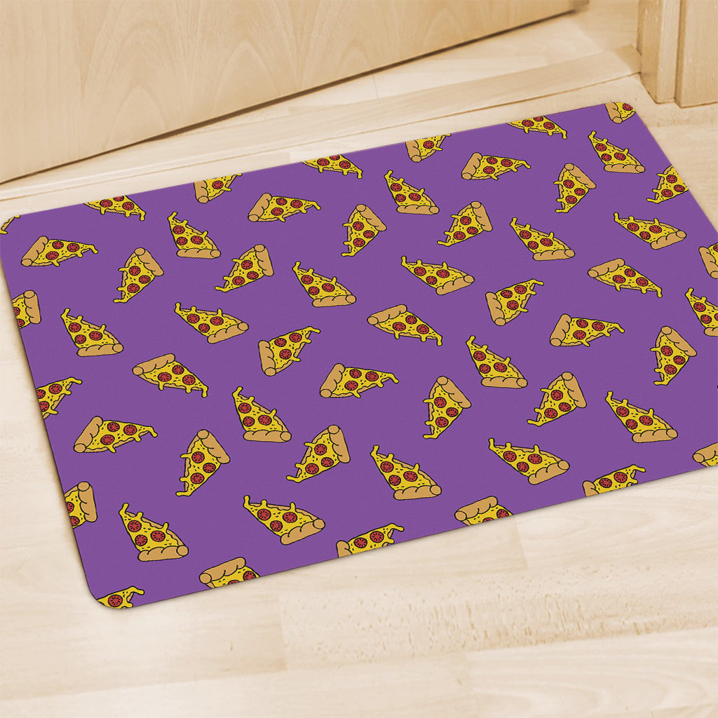 Purple Pizza Pattern Print Polyester Doormat
