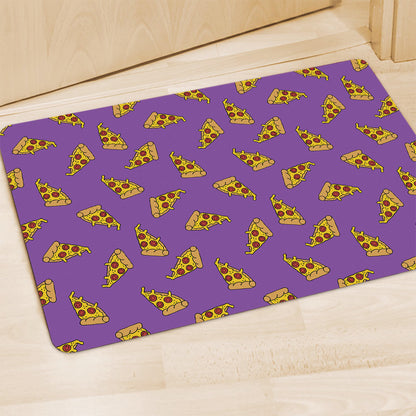 Purple Pizza Pattern Print Polyester Doormat