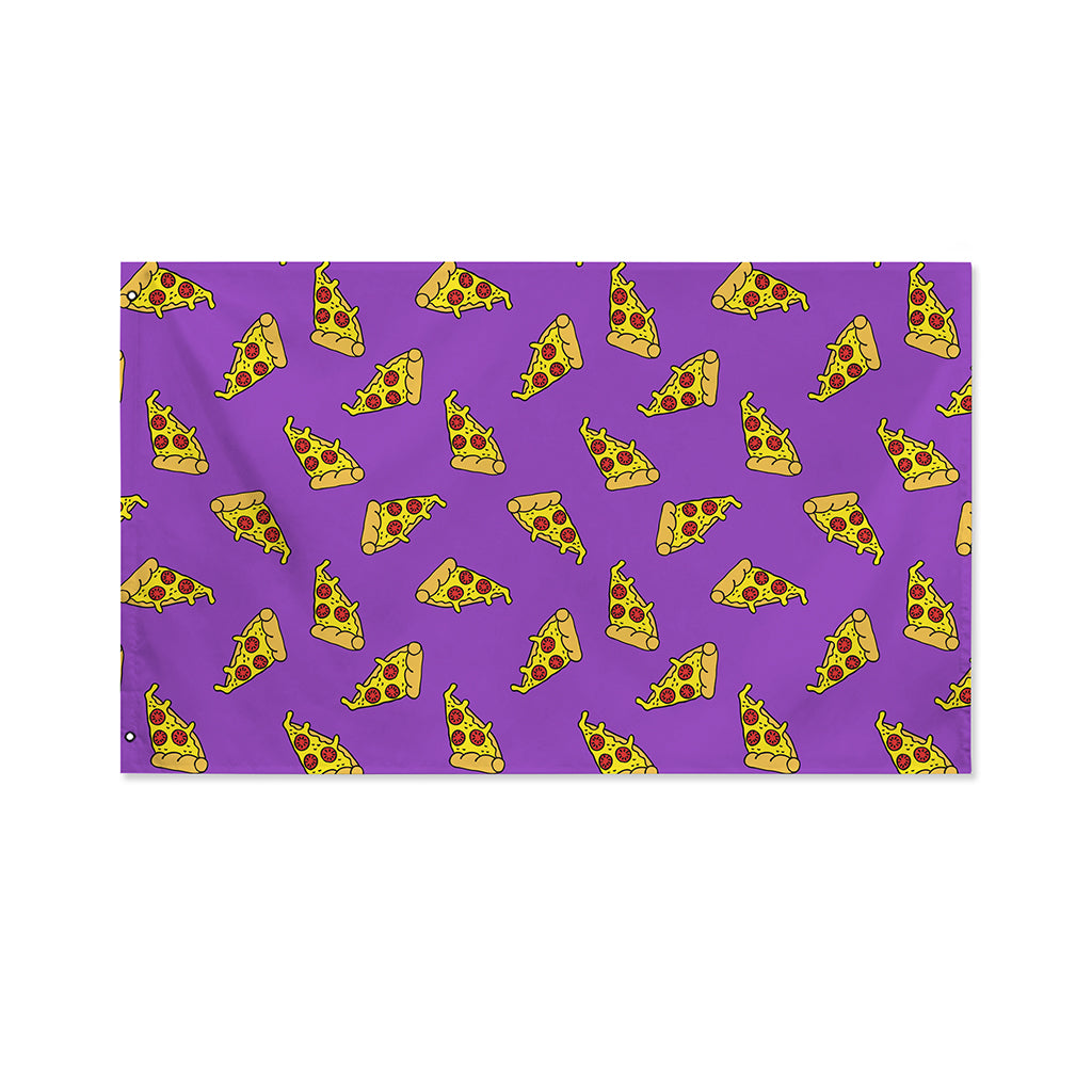 Purple Pizza Pattern Print Polyester Flag