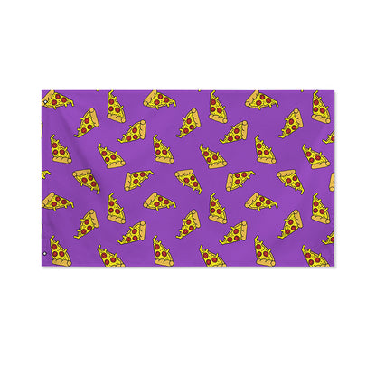 Purple Pizza Pattern Print Polyester Flag